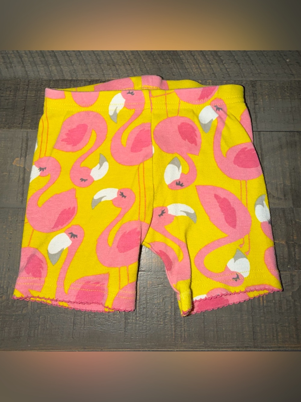 Kids girls toddler size 18 month shorts Flamingo Print Yellow & Pink Shorts